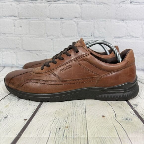 Ecco Irving Men Size 10-10.5 Brown Leather Trainers Lace Up Comfort Career Shoes main image 6